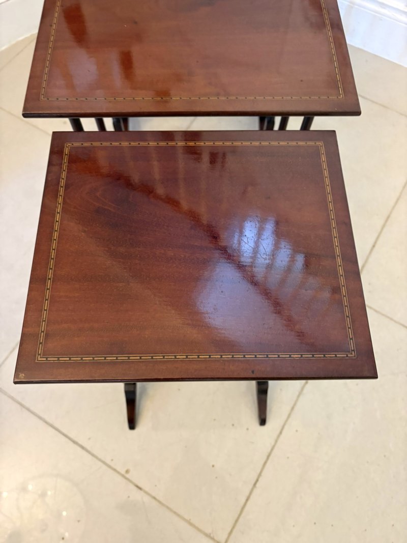 Antique Edwardian Mahogany Quartetto Nest of Tables with Satinwood Inlay - Image 11